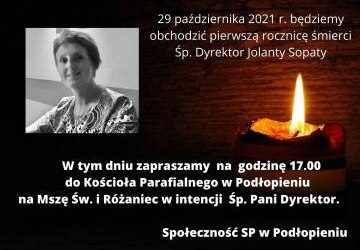 Msza Święta w pierwszą rocznicę śmierci Śp. Dyrektor Jolanty Sopaty