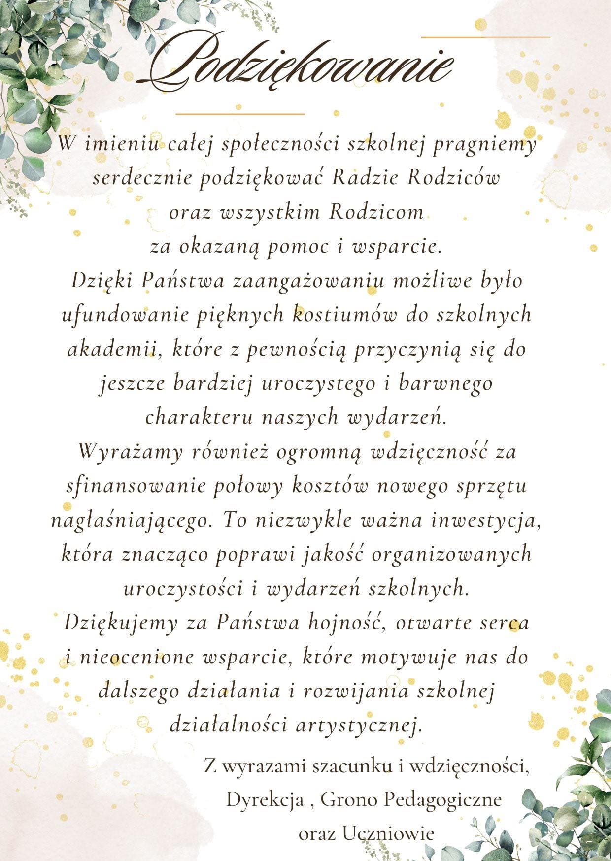 Podziękowania